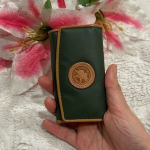 Hunting World Green & Tan Leather-Trim Key Coin and Card Holder